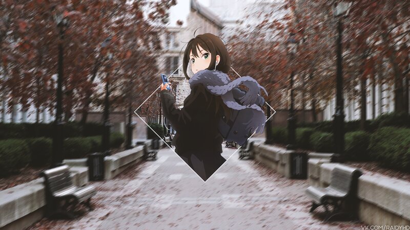 Anime Girl in Park — Brown, Calm