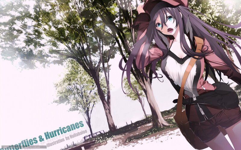 Anime Girl in Park — Green, Dramatic