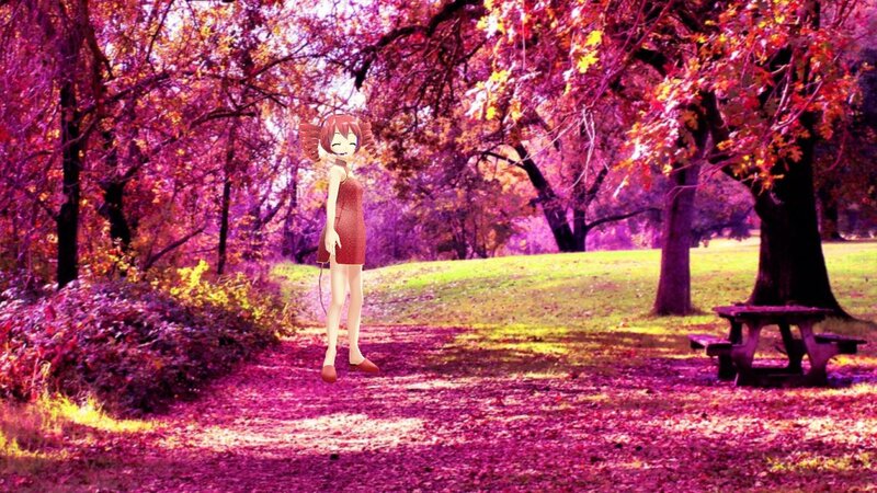 Anime Girl in Park — Purple