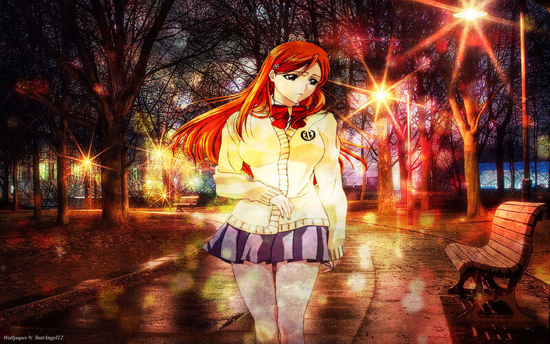 Anime Girl in Park — Red