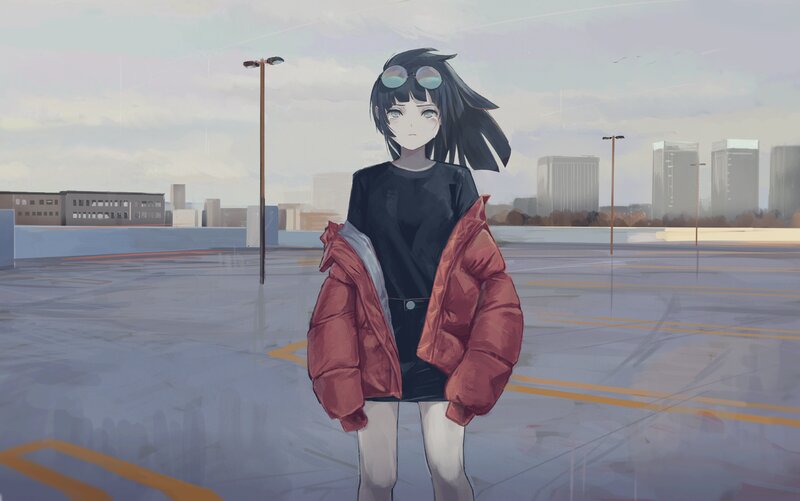 Anime Girl in Parking Lot