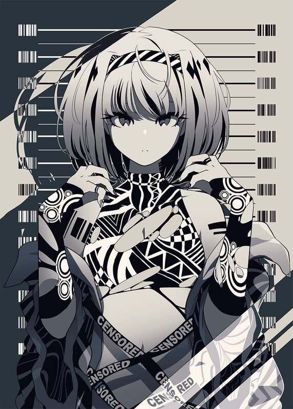 Anime Girl in Patterned Outfit