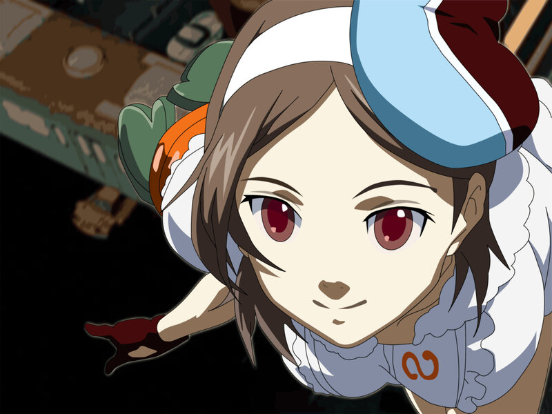 anime girl in pilot helmet