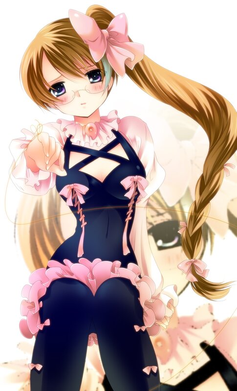 anime girl in pink and black dress
