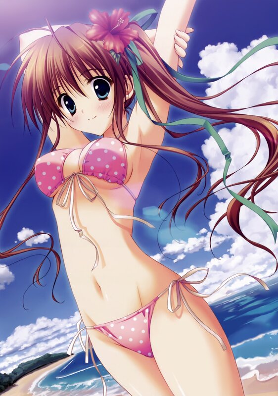anime girl in pink bikini