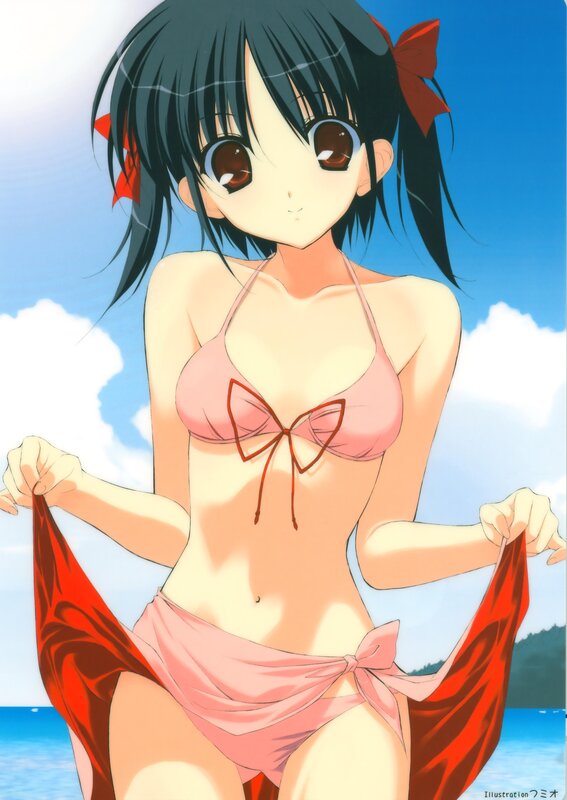anime girl in pink bikini