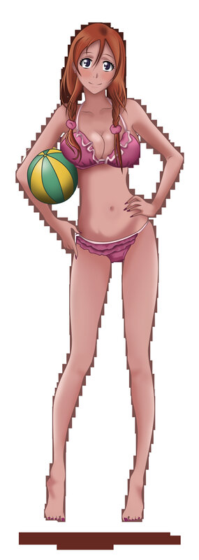 anime girl in pink bikini