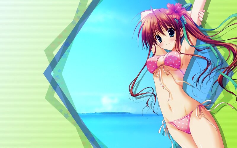 anime girl in pink bikini