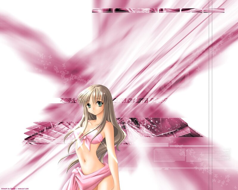 anime girl in pink bikini