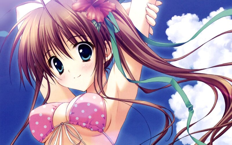 anime girl in pink bikini