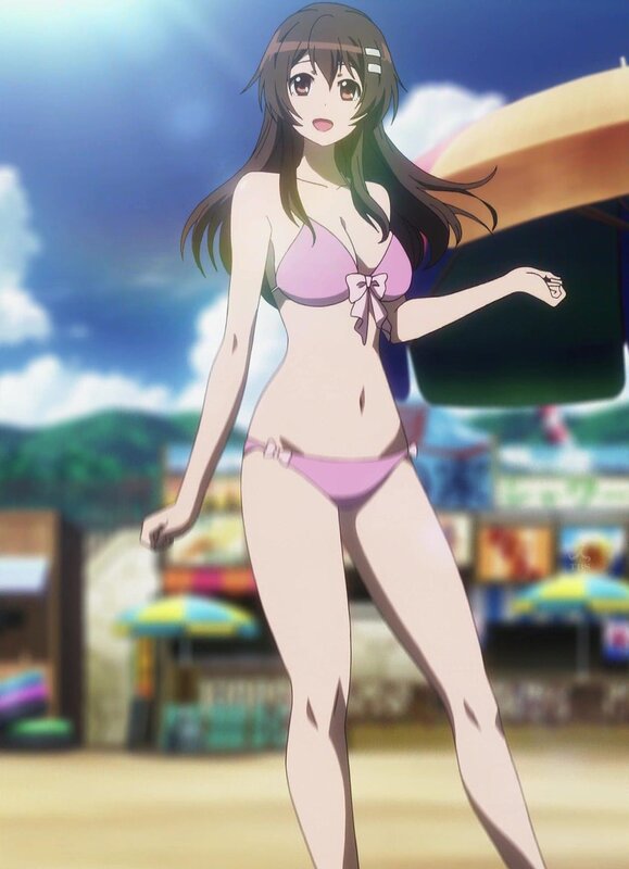 anime girl in pink bikini