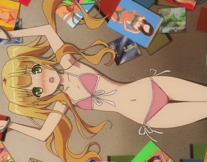 anime girl in pink bikini