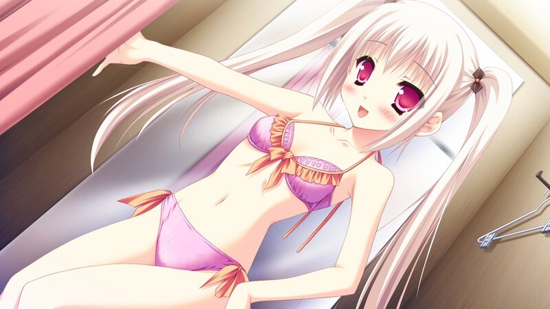 anime girl in pink bikini