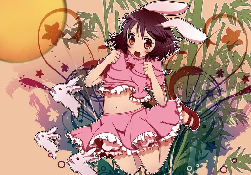 anime girl in pink bunny outfit