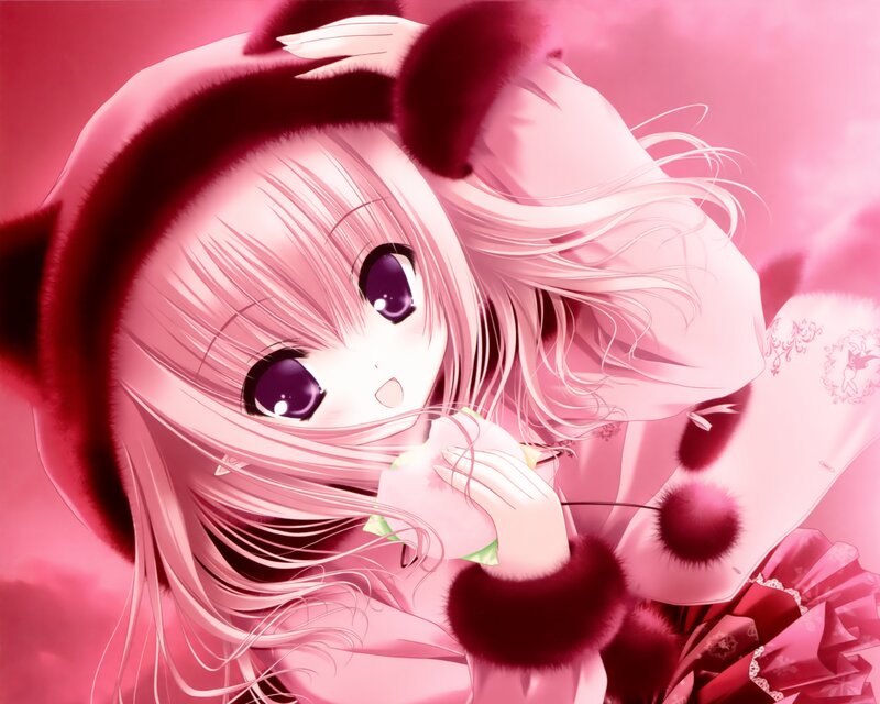 Anime Girl in Pink Coat — Dreamy, Digital Art