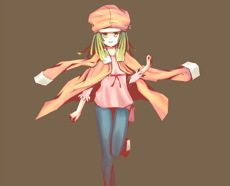 anime girl in pink coat