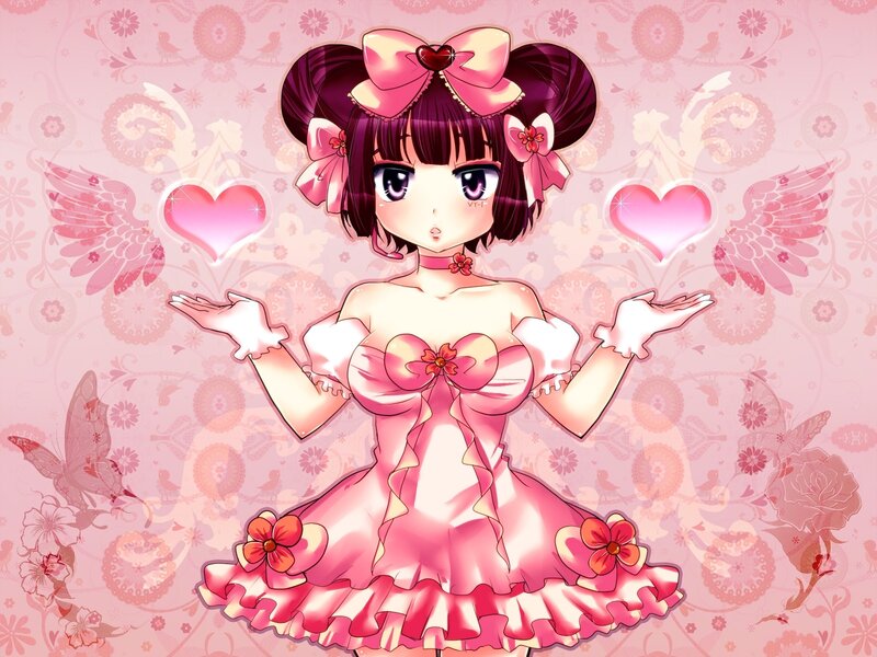 anime girl in pink dress