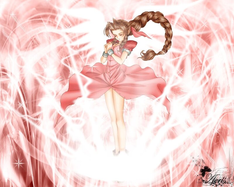 Anime girl in pink dress