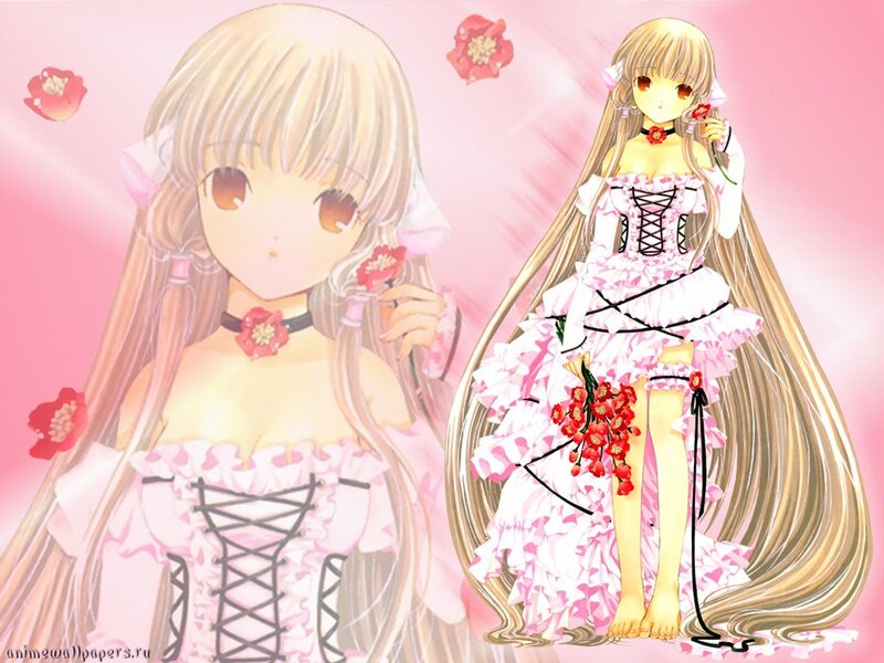 Anime girl in pink dress