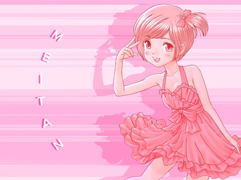 Anime girl in pink dress