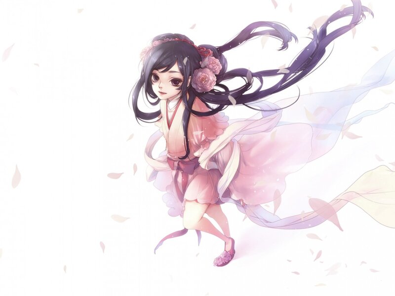 anime girl in pink dress