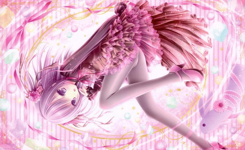 Anime girl in pink dress