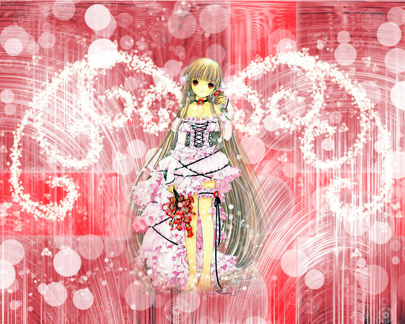 Anime girl in pink dress