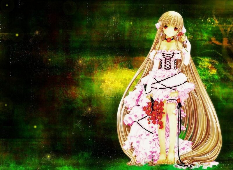 Anime girl in pink dress
