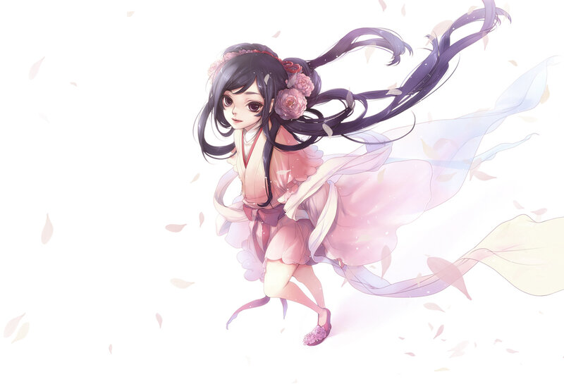 anime girl in pink dress