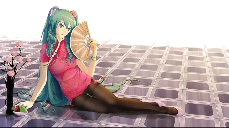 Anime girl in pink dress
