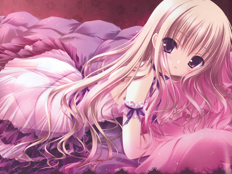 Anime girl in pink dress