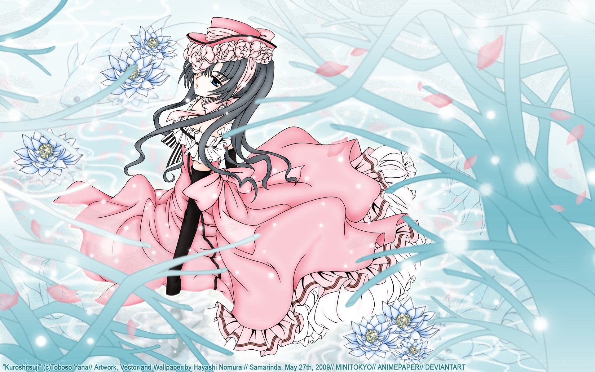 Anime girl in pink dress