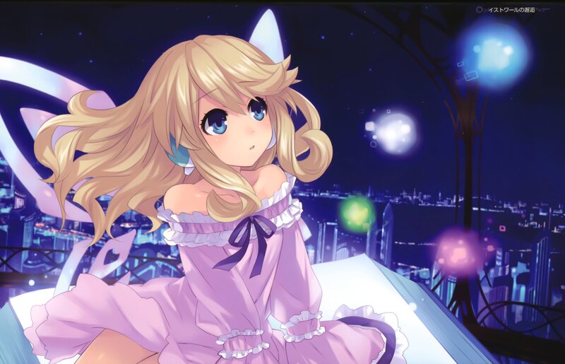 Anime girl in pink dress at night