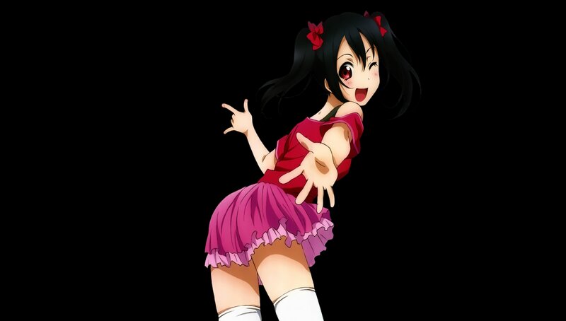 Anime Girl in Pink Dress — Black