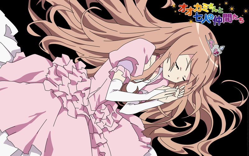 Anime Girl in Pink Dress — Calm, Long Hair, Pink Dress