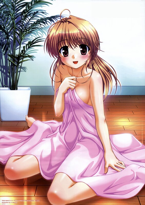Anime Girl in Pink Dress — Calm, Plant
