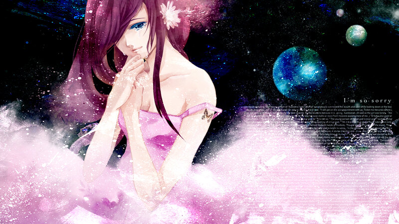 Anime Girl in Pink Dress — Dramatic, Night