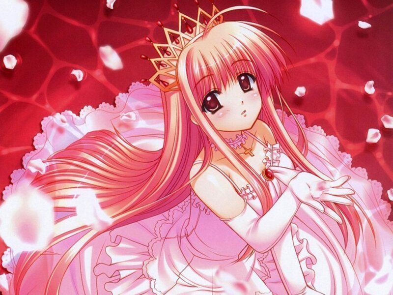 Anime Girl in Pink Dress — Dreamy, Crown