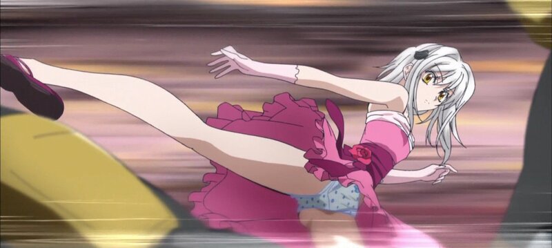 Anime Girl in Pink Dress — Dynamic, Silver Hair