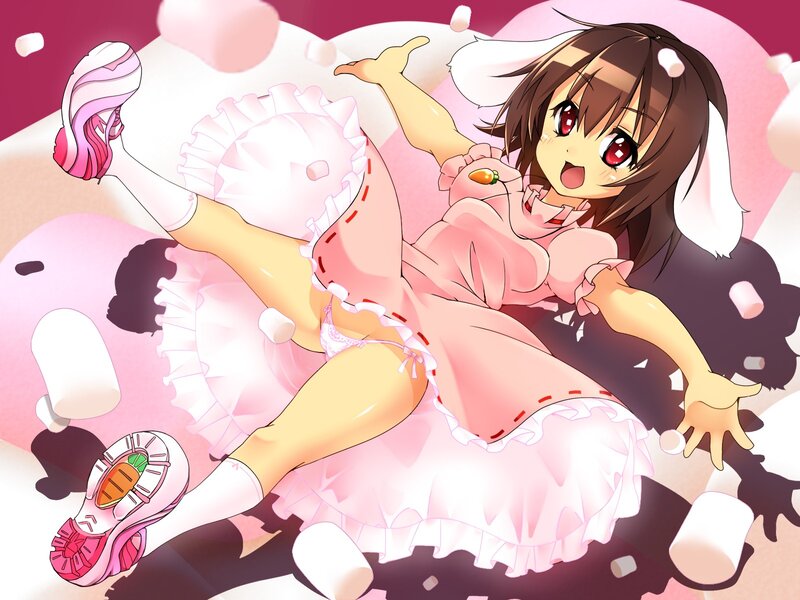 Anime Girl in Pink Dress — Playful, Marshmallows