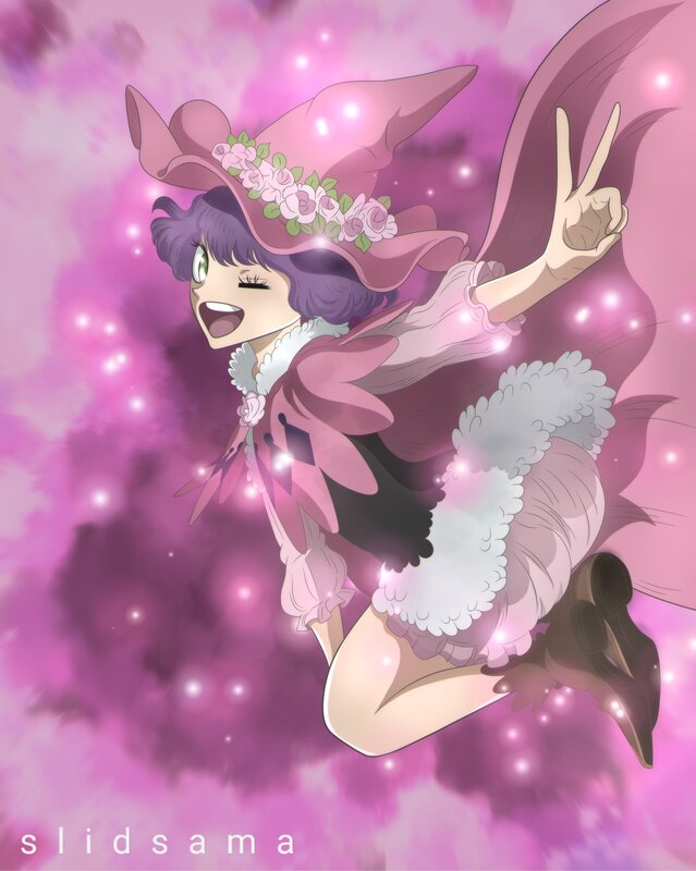 Anime Girl in Pink Dress — Playful, Witch Hat