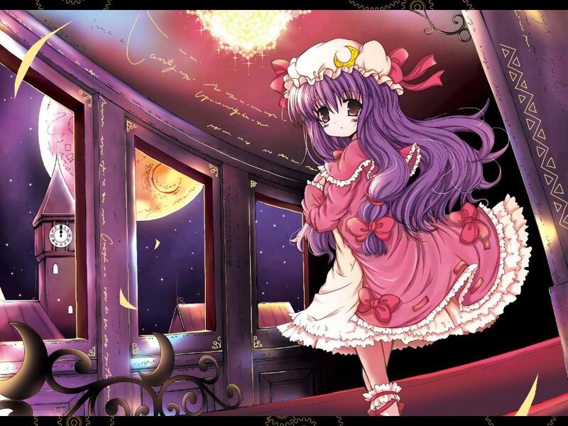 Anime Girl in Pink Dress — Purple