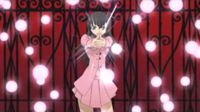 Anime Girl in Pink Dress — Red