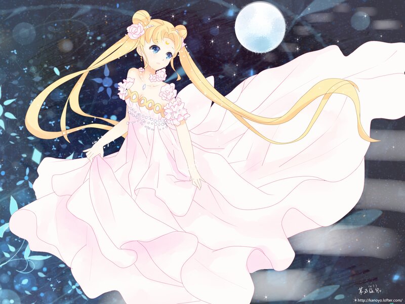 Anime Girl in Pink Dress — Serene, Night
