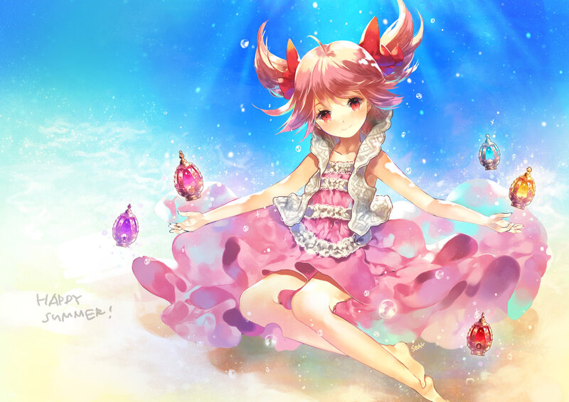 Anime Girl in Pink Dress — Serene, Summer