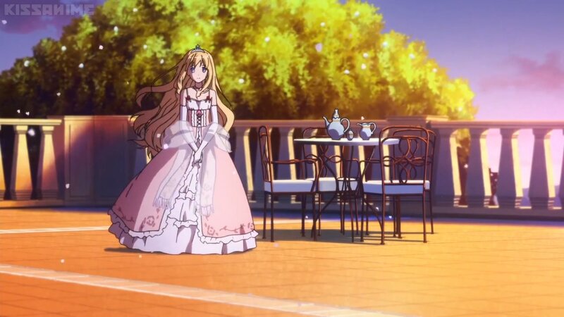 Anime Girl in Pink Dress — Serene, Sunset