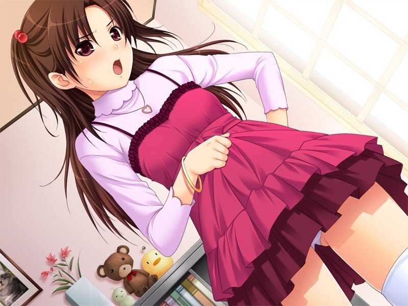 Anime Girl in Pink Dress — Surprised, Afternoon