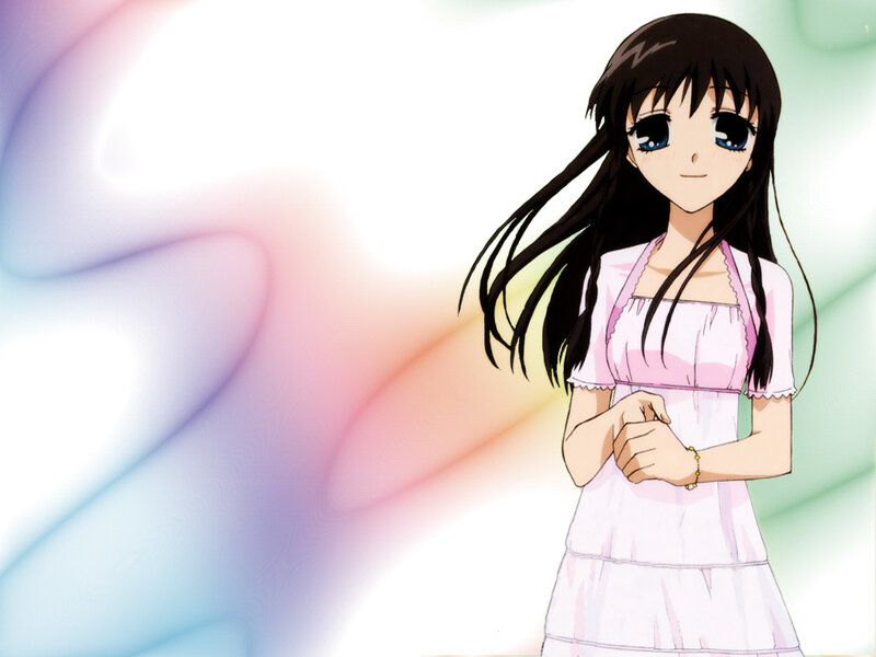 Anime Girl in Pink Dress — White, Calm