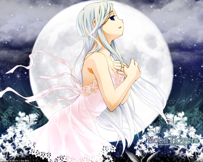 Anime Girl in Pink Dress — White, Serene