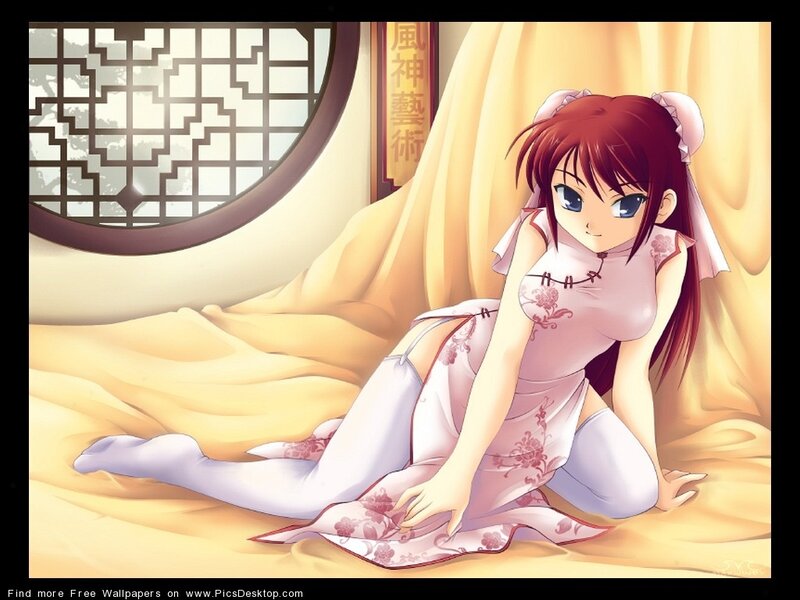 Anime Girl in Pink Dress — Yellow